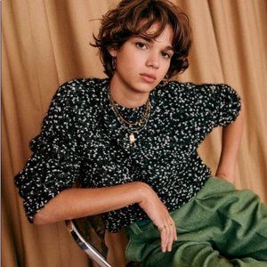 Sezane Pull Juliette Mohair Alpaca Sweater  in B;acl / Ecru